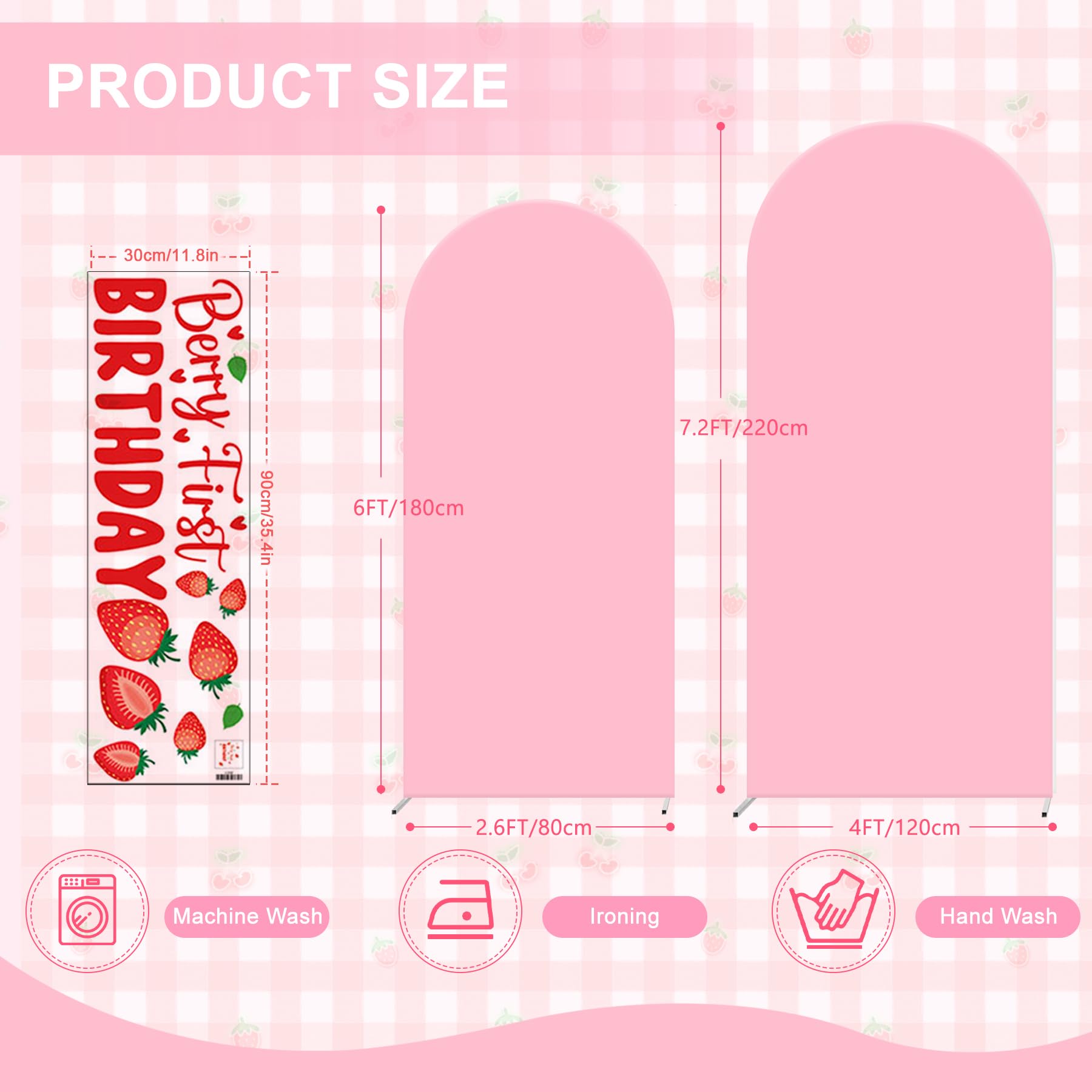 Newleafly pink arch backdrop cover 6ft providing wrinkle-resistant setup