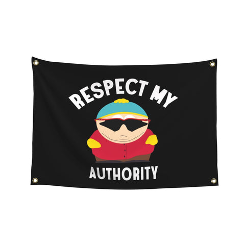 NewLIA Respect My Authority flag front view for bold dorm room decor