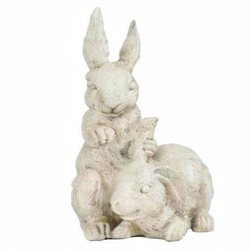 Newman House Studio cream bunny statue complements porch or balcony spaces.