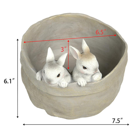 Newman House Studio gray stone look bunny pot enhances entryways and patios.