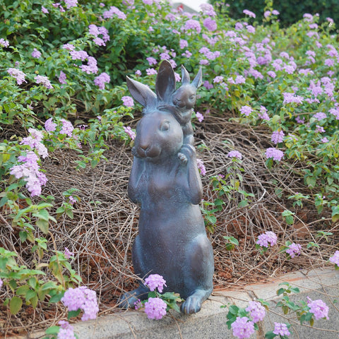 Newman House Studio resin bunny garden decoration adds spring charm to exteriors.