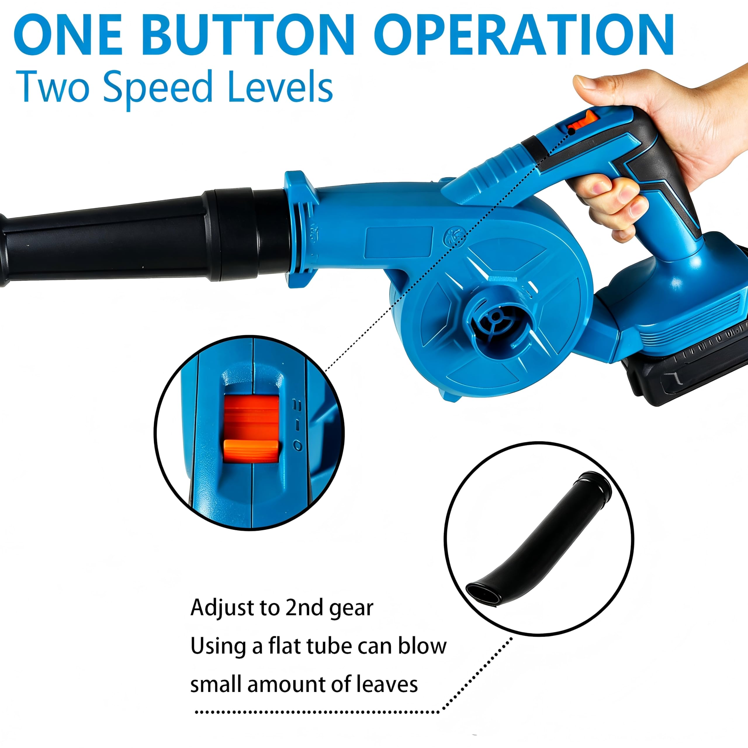 Two-speed control tailors airflow for chores and inflating tasks