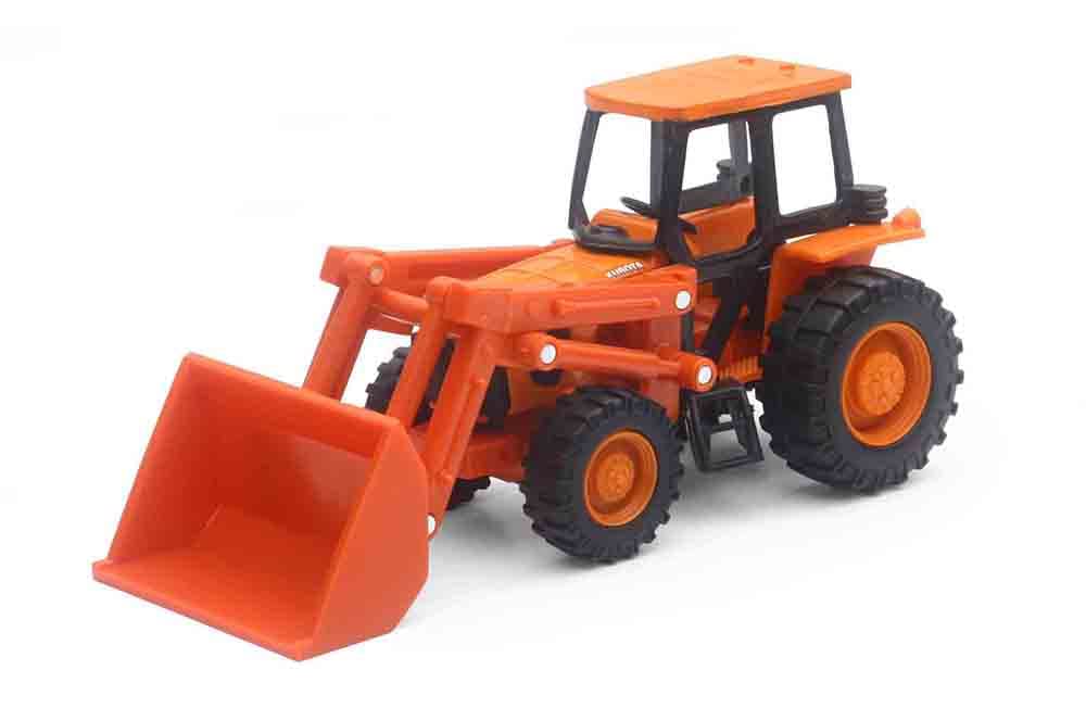 NewRay Kubota farm tractor with front loader for detailed display and collection.