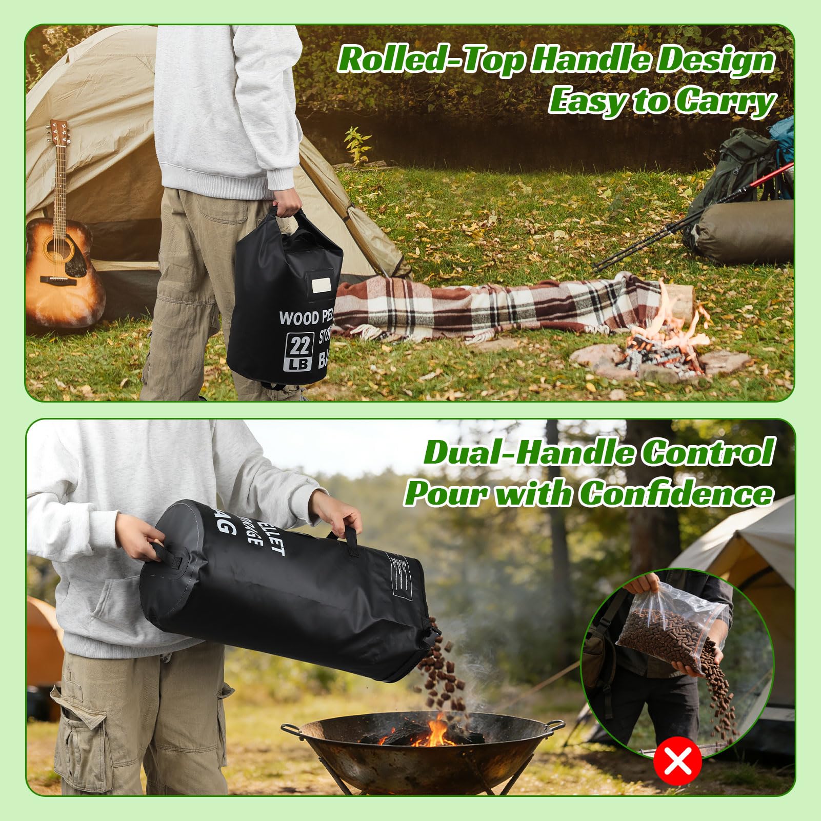 NewShot bag shown with bottom carry handle for portable use