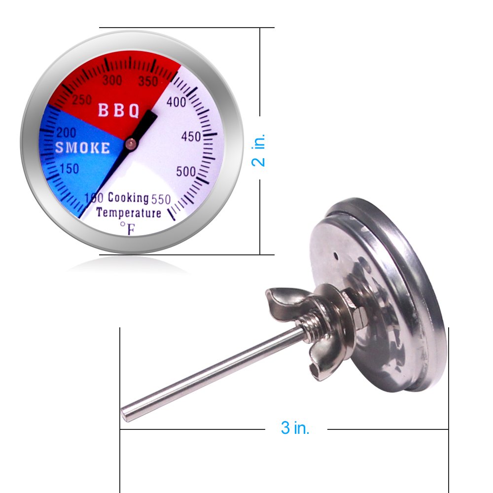 NEWSTART BBQ thermometer gauge dial color zones displaying Smoke, BBQ, and Grill indicators