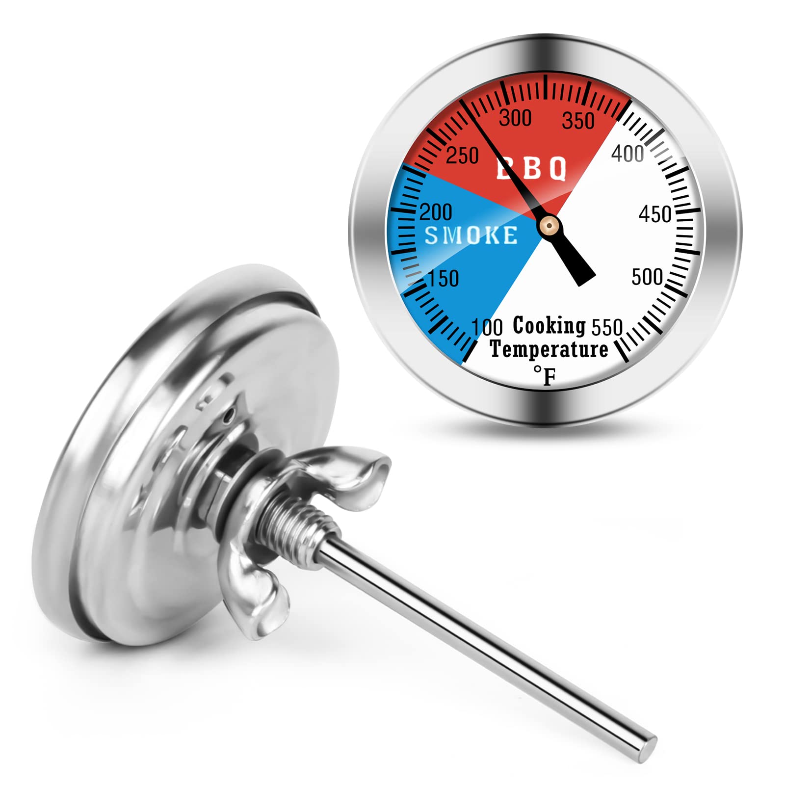 NEWSTART BBQ Thermometer 100–550°F range supports low-and-slow and high-heat cooking.