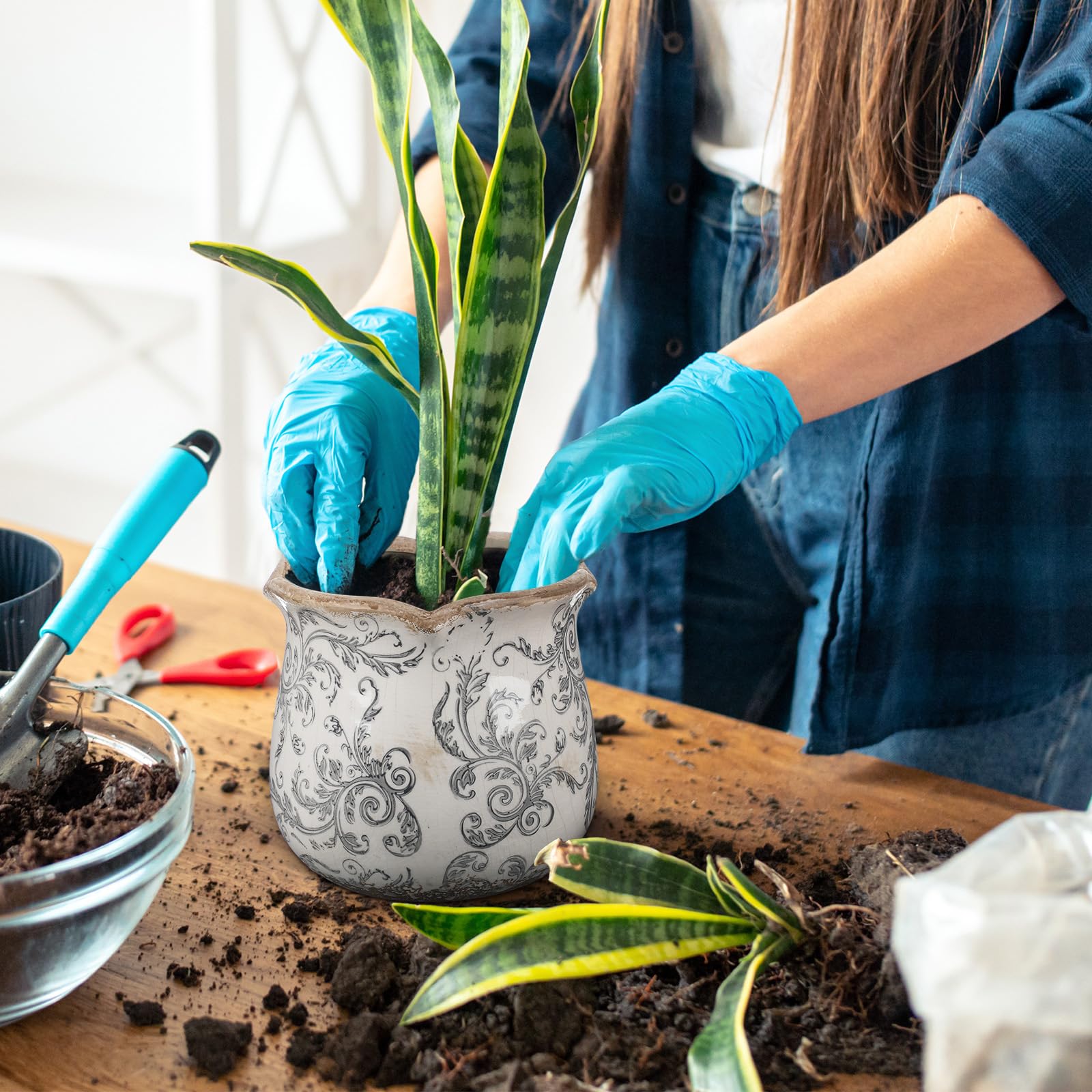 Newtay ceramic planter packaging emphasizing easy display and setup