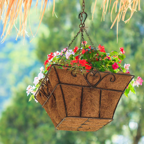 Installation view shows easy placement into planter or basket.
