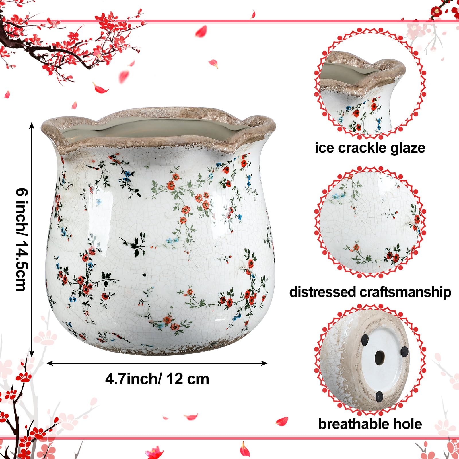 Newtay eye-catching vintage ceramic planter serves as a striking living room centerpiece.