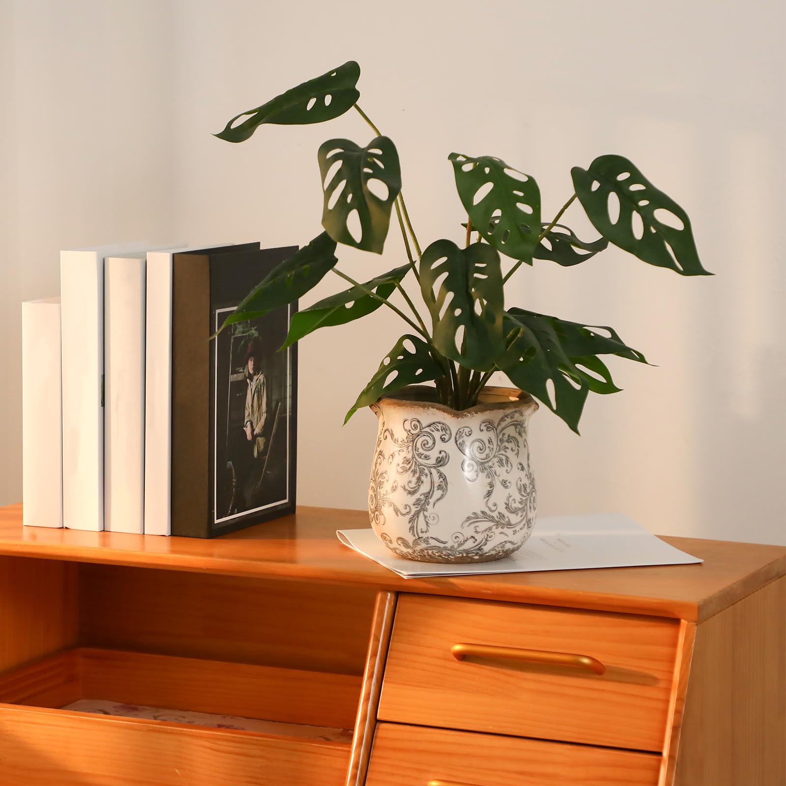 Newtay gray vintage planter used as a decorative piece in a living room
