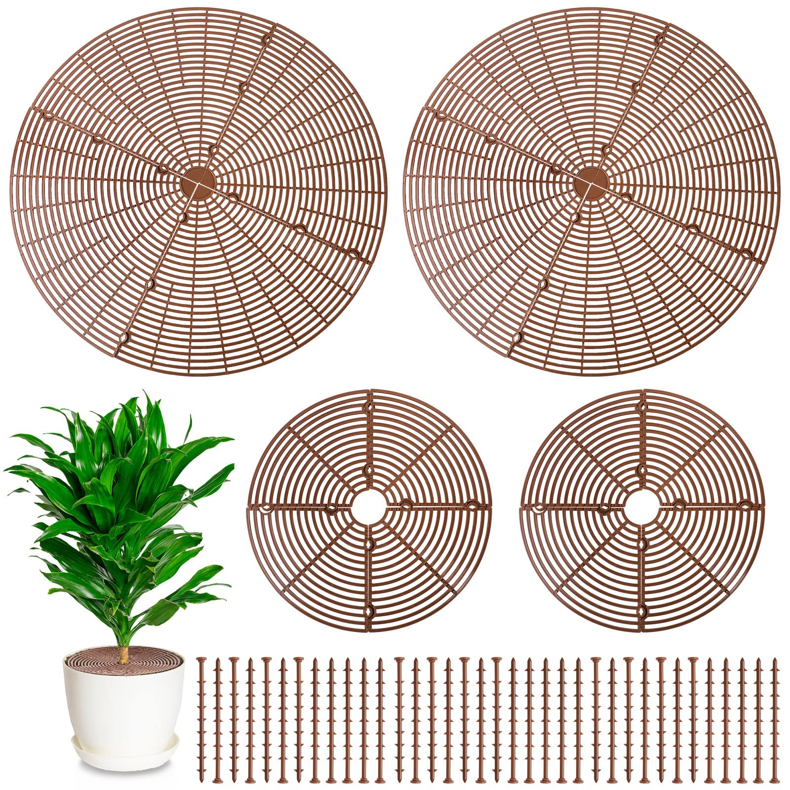 Newtay large diameter grid cover on a pot protects from pets