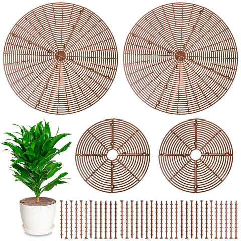 Newtay large diameter grid cover on a pot protects from pets