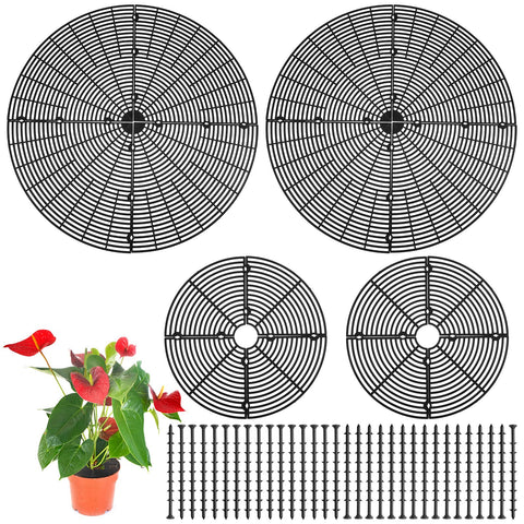 Newtay large pot grid cover on a patio planter showing protective mesh and stakes