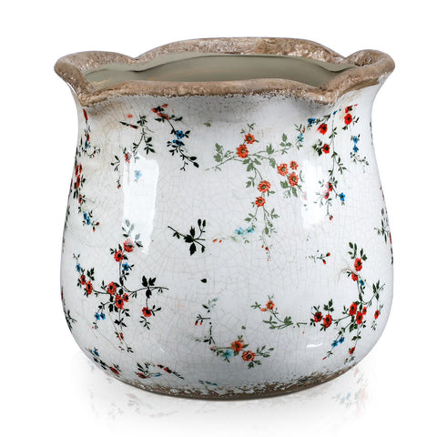 Newtay vintage ceramic plant pot with crackle glaze enhances home decor.