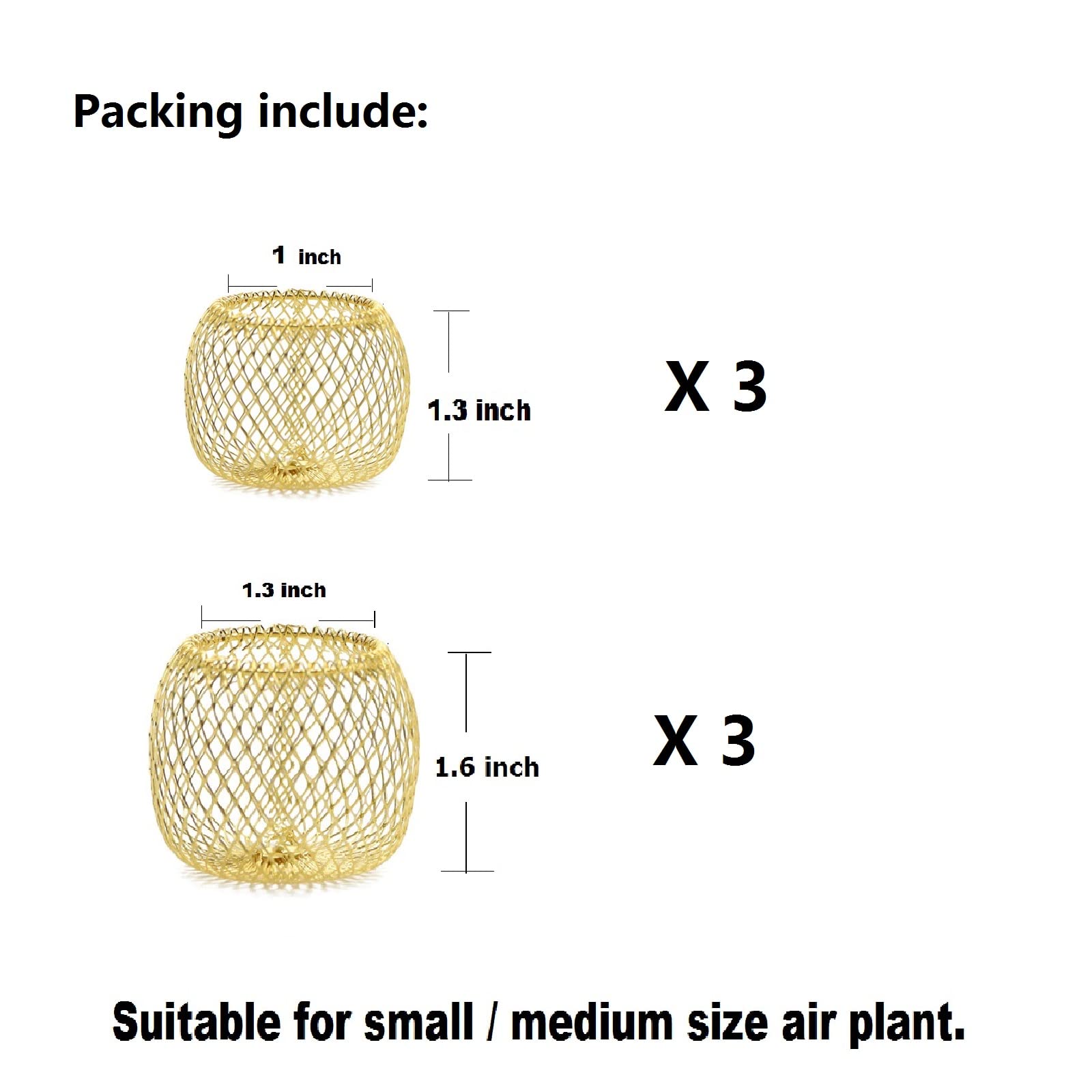 Newwe geometric gold air plant stands for stylish wall or table displays.
