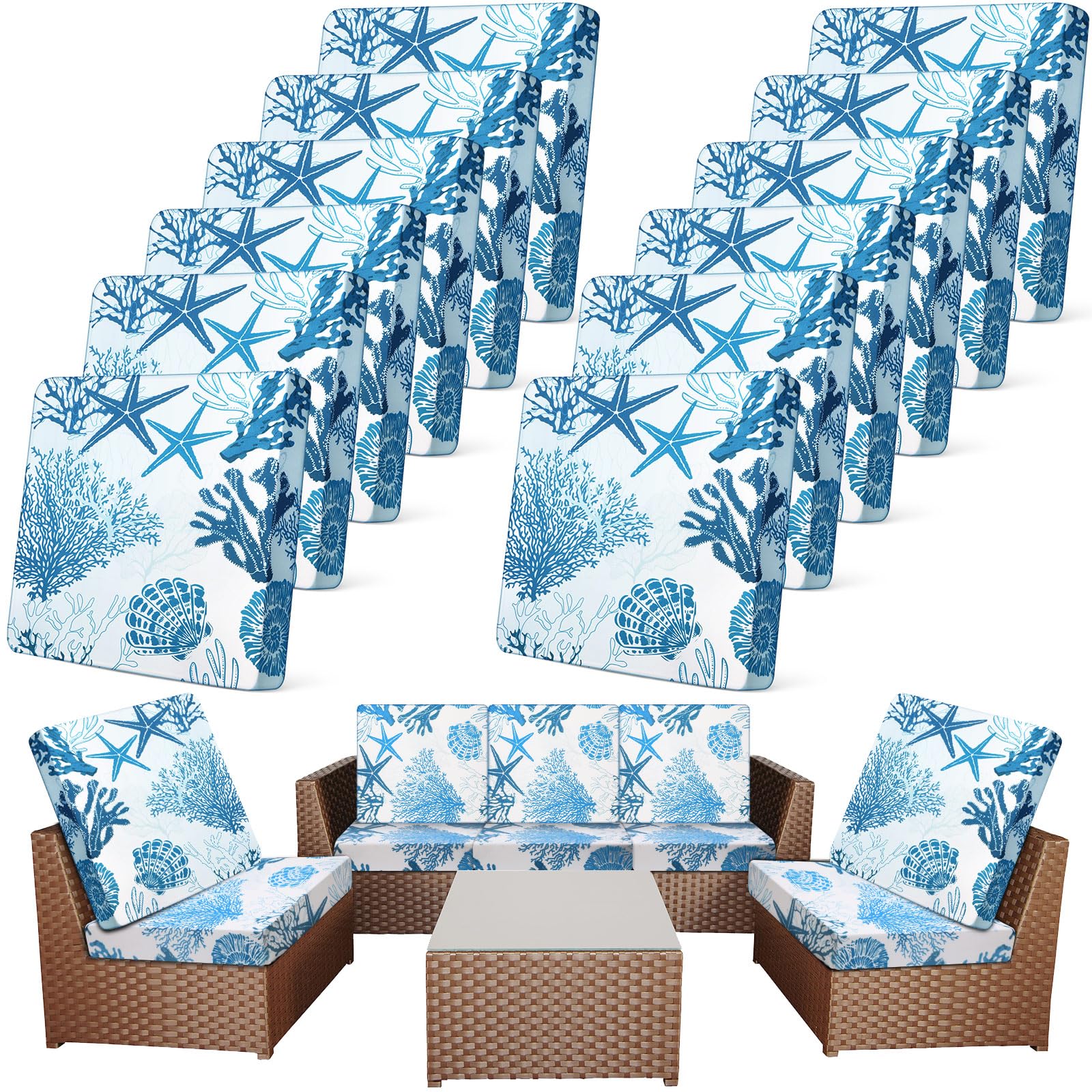 Newwiee 12 piece cushion cover set protects outdoor cushions from wear and spills