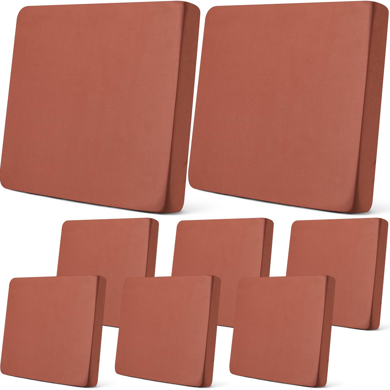 Newwiee 8Pcs cushion covers stretch over outdoor cushions for a snug fit.