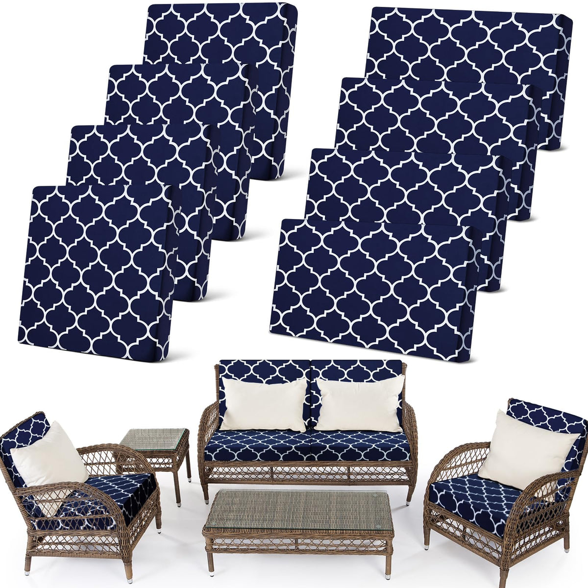 Newwiee backrest cushion cover in navy provides quick style refresh and protection.