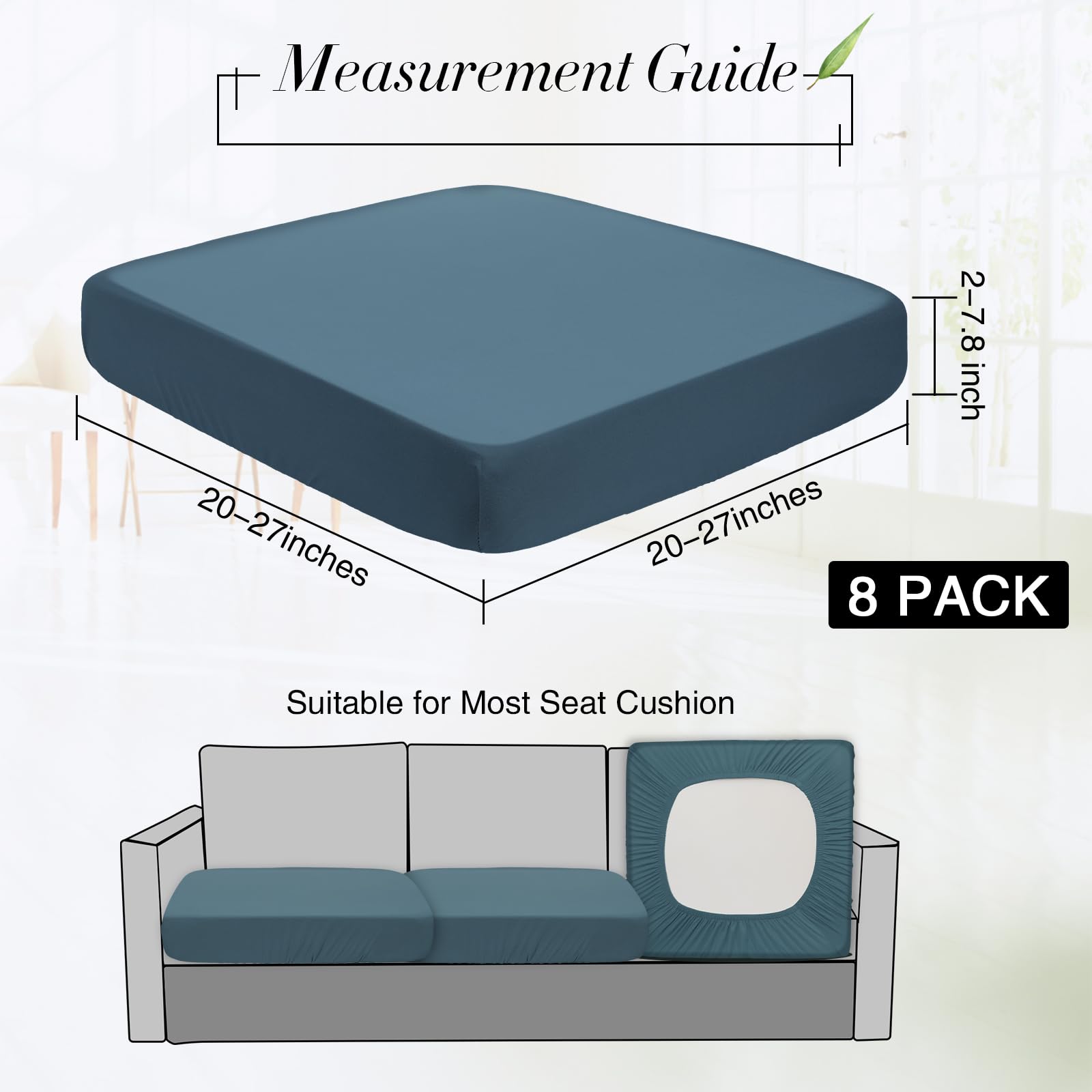 Newwiee cushion cover close-up, soft stretch fabric for easy fit.
