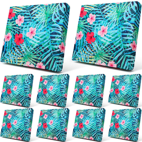 Newwiee Fresh Floral 8-pc cushion covers on patio set protect furniture from spills.