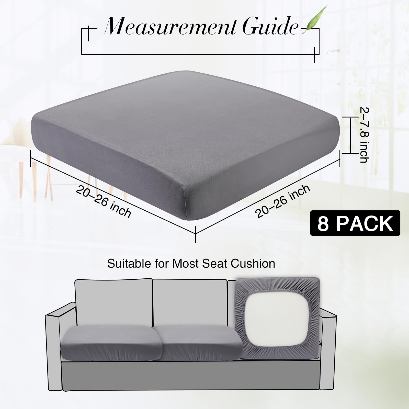 Newwiee light-grey stretch cushion covers add a modern touch while protecting cushions