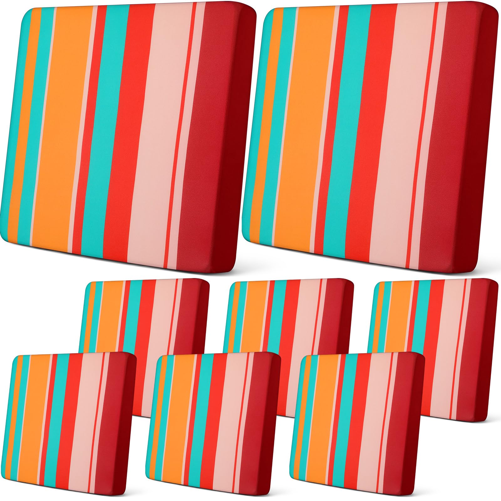 Newwiee outdoor cushion cover 8-pack in vibrant stripe protects cushions from spills and wear.