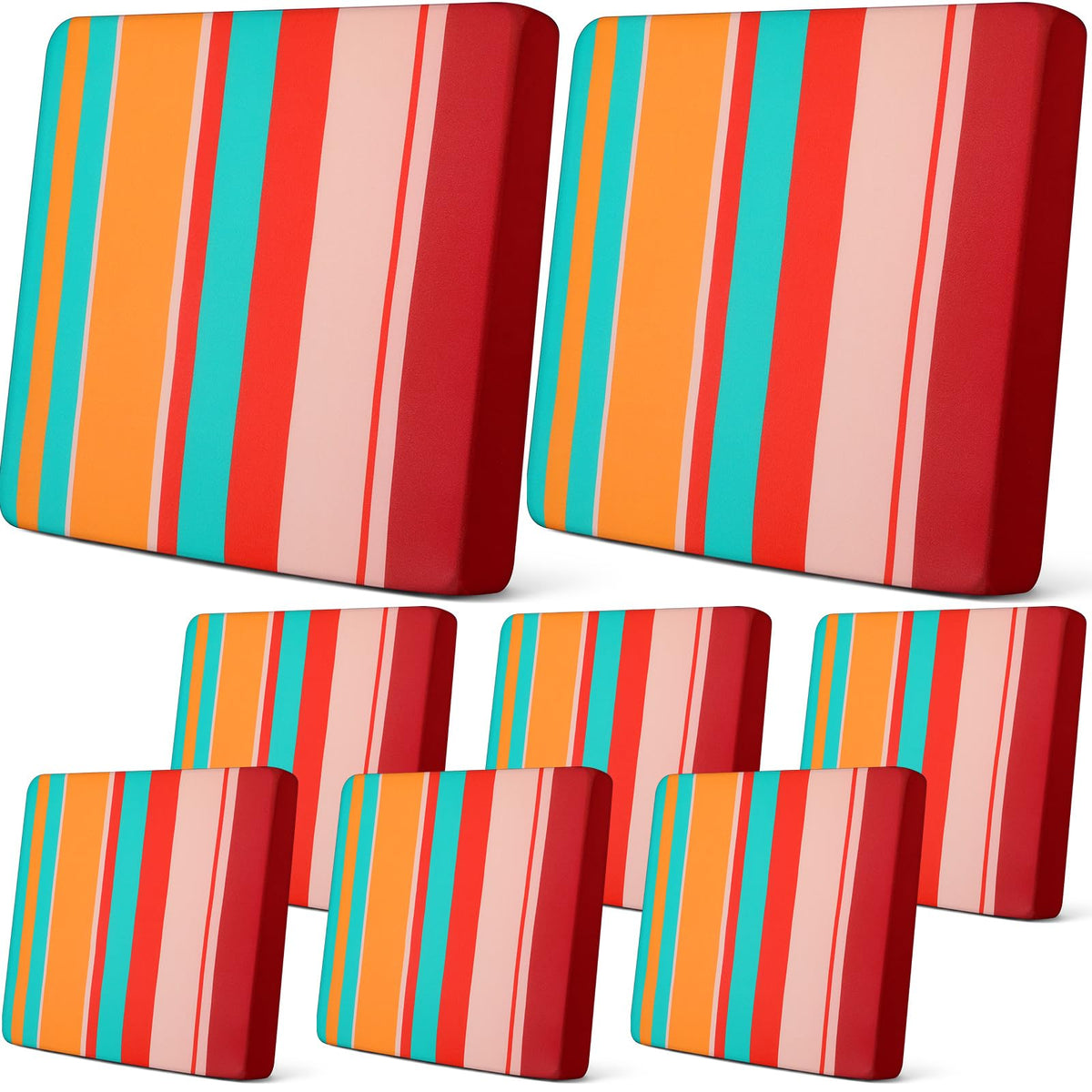 Newwiee outdoor cushion cover 8-pack in vibrant stripe protects cushions from spills and wear.