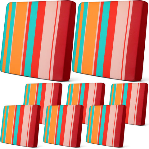 Newwiee outdoor cushion cover 8-pack in vibrant stripe protects cushions from spills and wear.