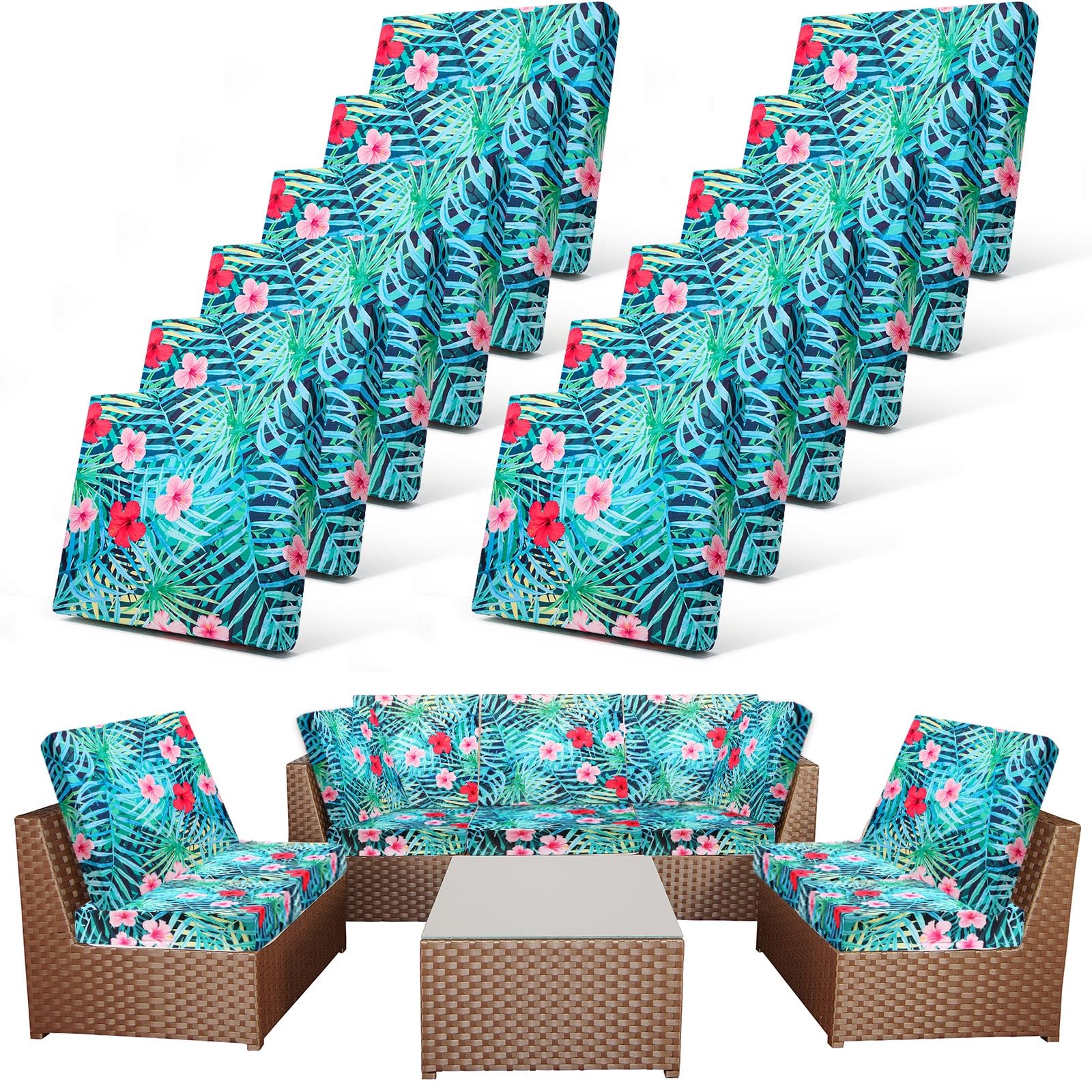 Newwiee patio cushion covers 12-piece set ready for fresh outdoor styling.