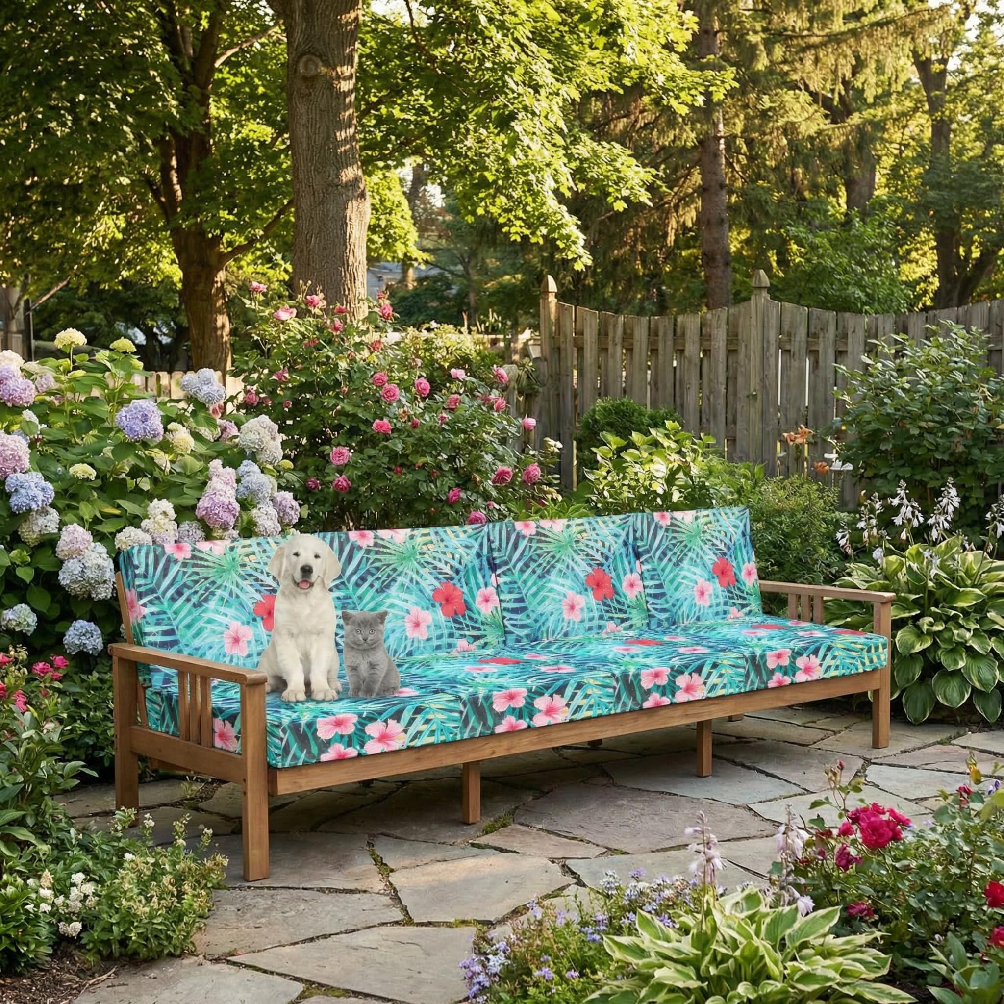 Newwiee waterproof elastic cushion covers provide quick wipe cleanup after rain.