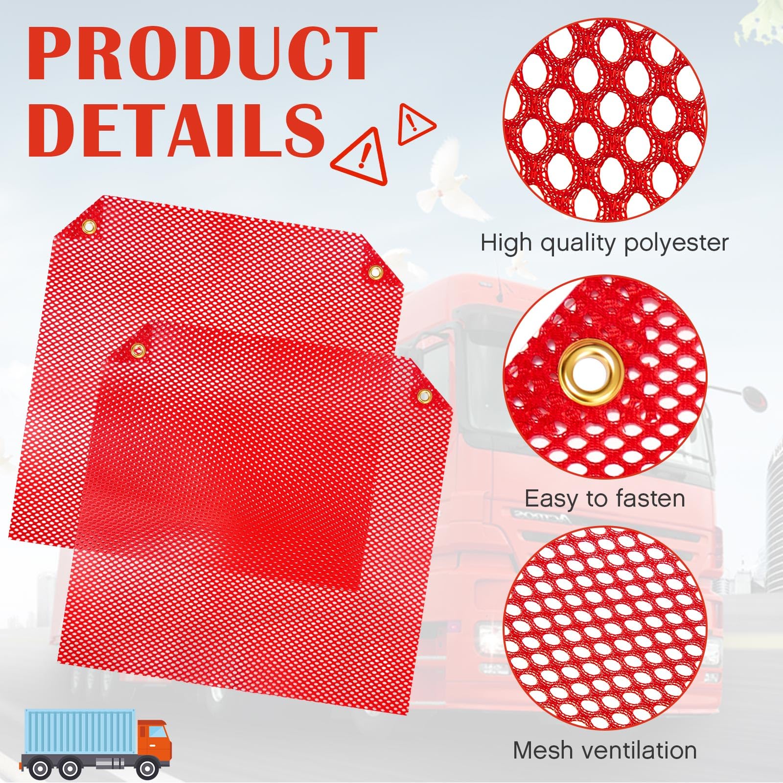 Newwiee red safety flag windproof design during gusty conditions.
