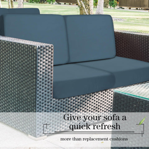 Newwiee gray-blue cushions add modern patio decor.