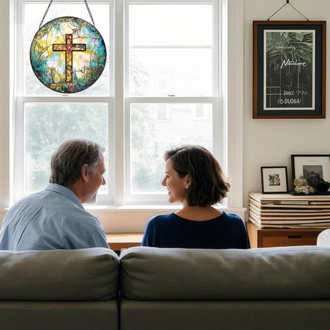 Newyihan church window sun catcher brings decorative light and faith motif