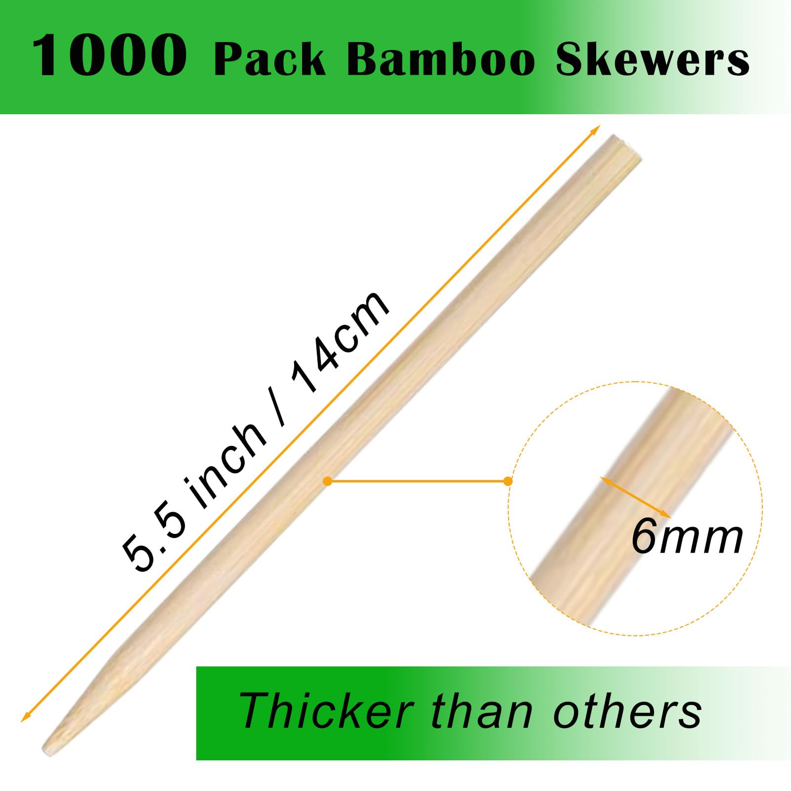 Nexboraque 6mm bamboo skewers offer sturdy support for heavier foods