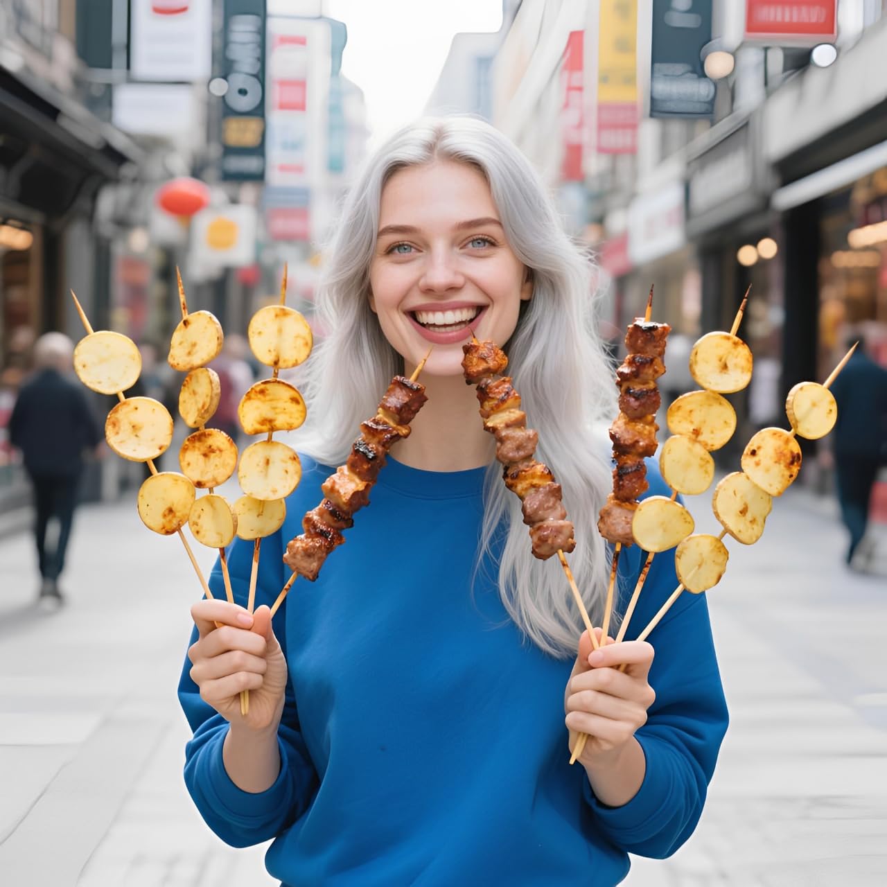 Nexboraque food-safe bamboo sticks for grilling, fruit skewers, and desserts.