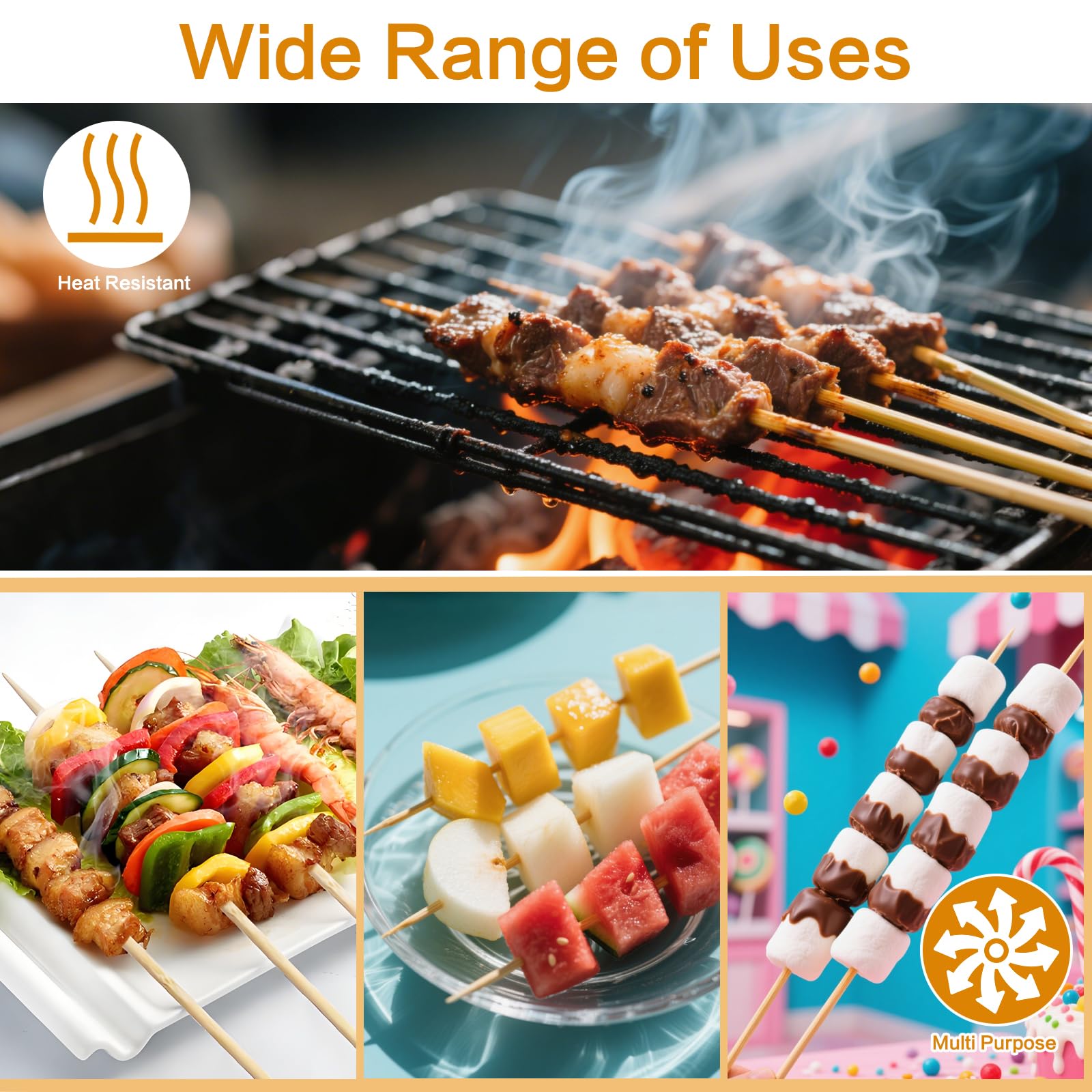 Nexboraque bamboo skewers for kebabs and appetizers at home or events.