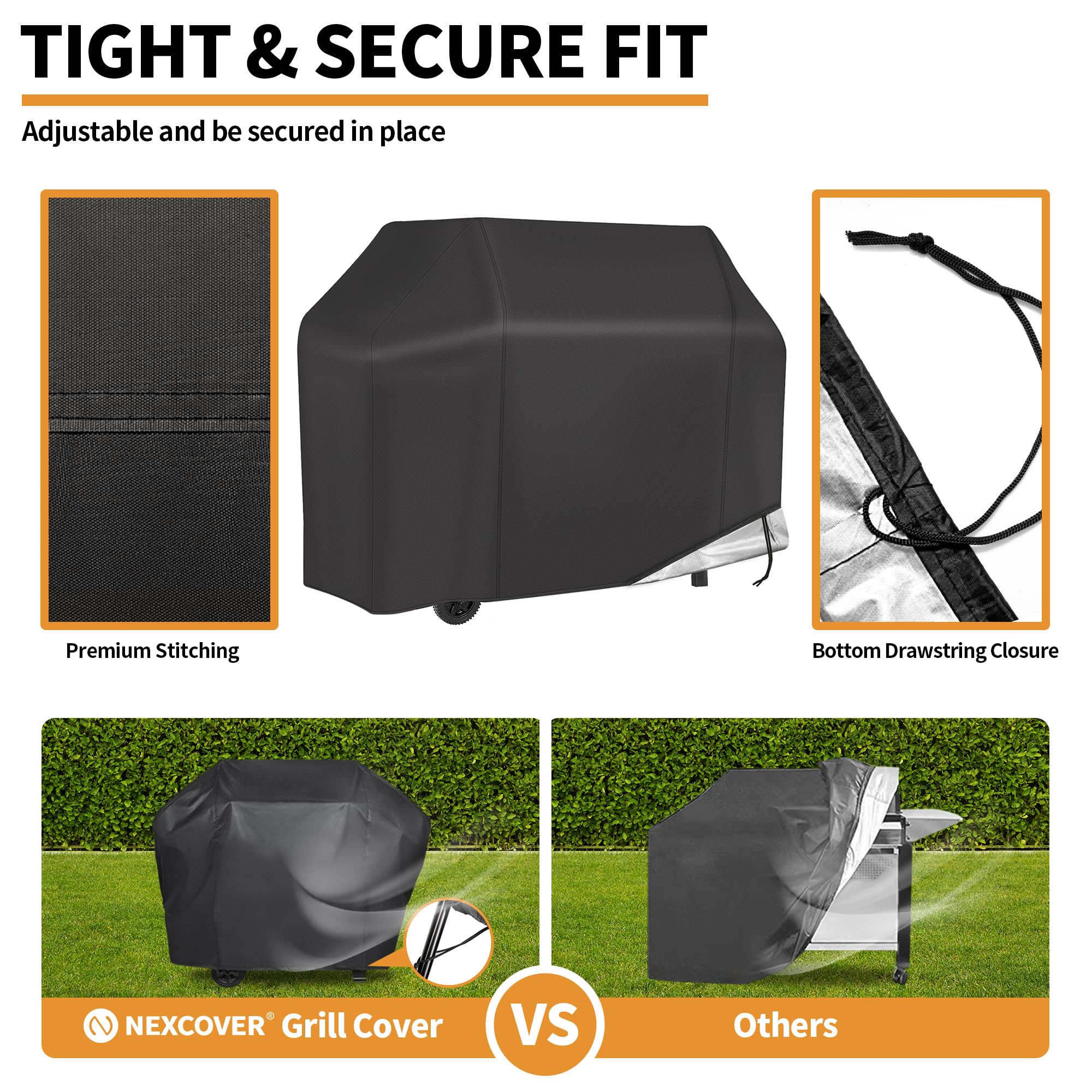 NEXCOVER adjustable hem drawstring ensures secure fit against strong winds