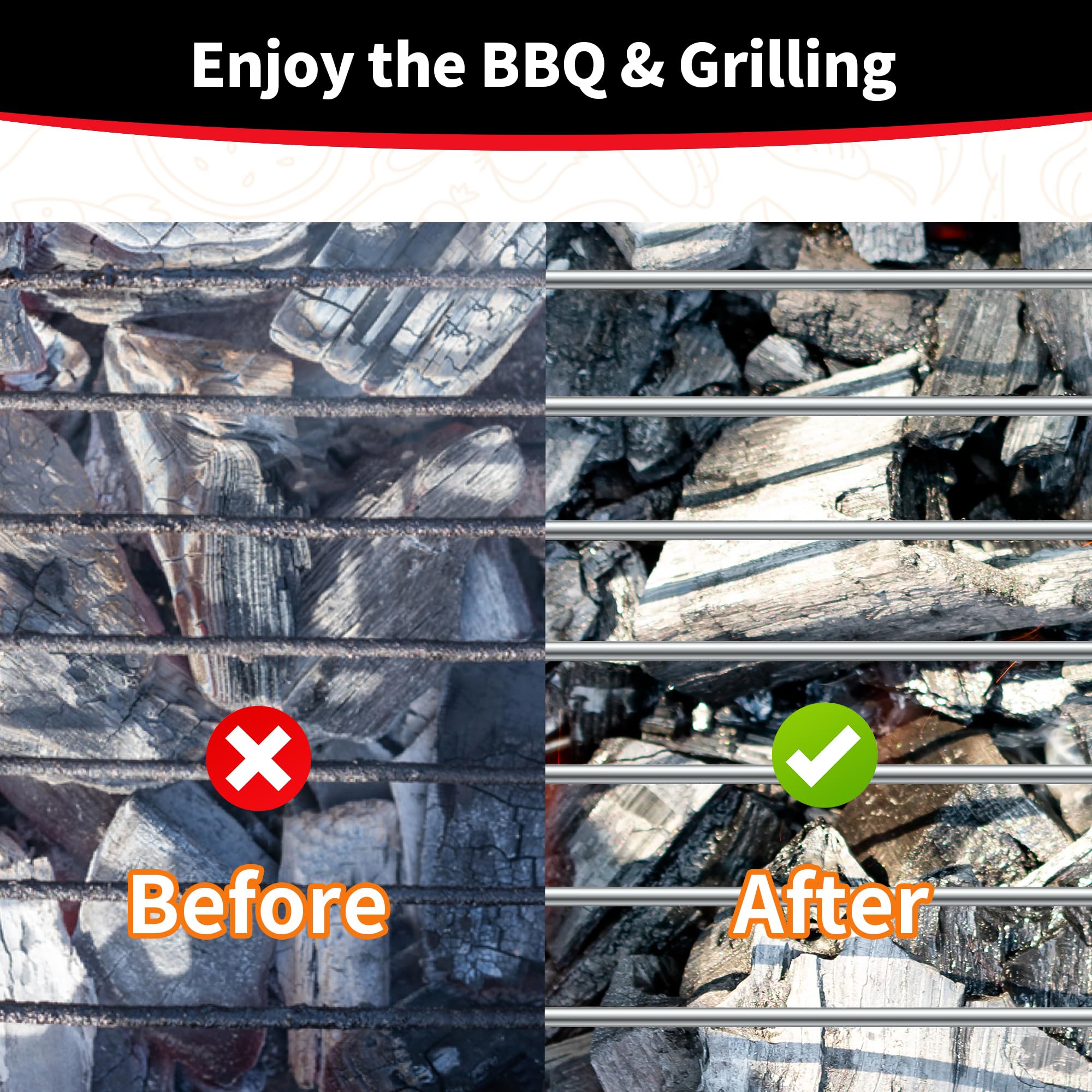 NEXCOVER brush heads side-by-side provide powerful, efficient cleaning across all grates.
