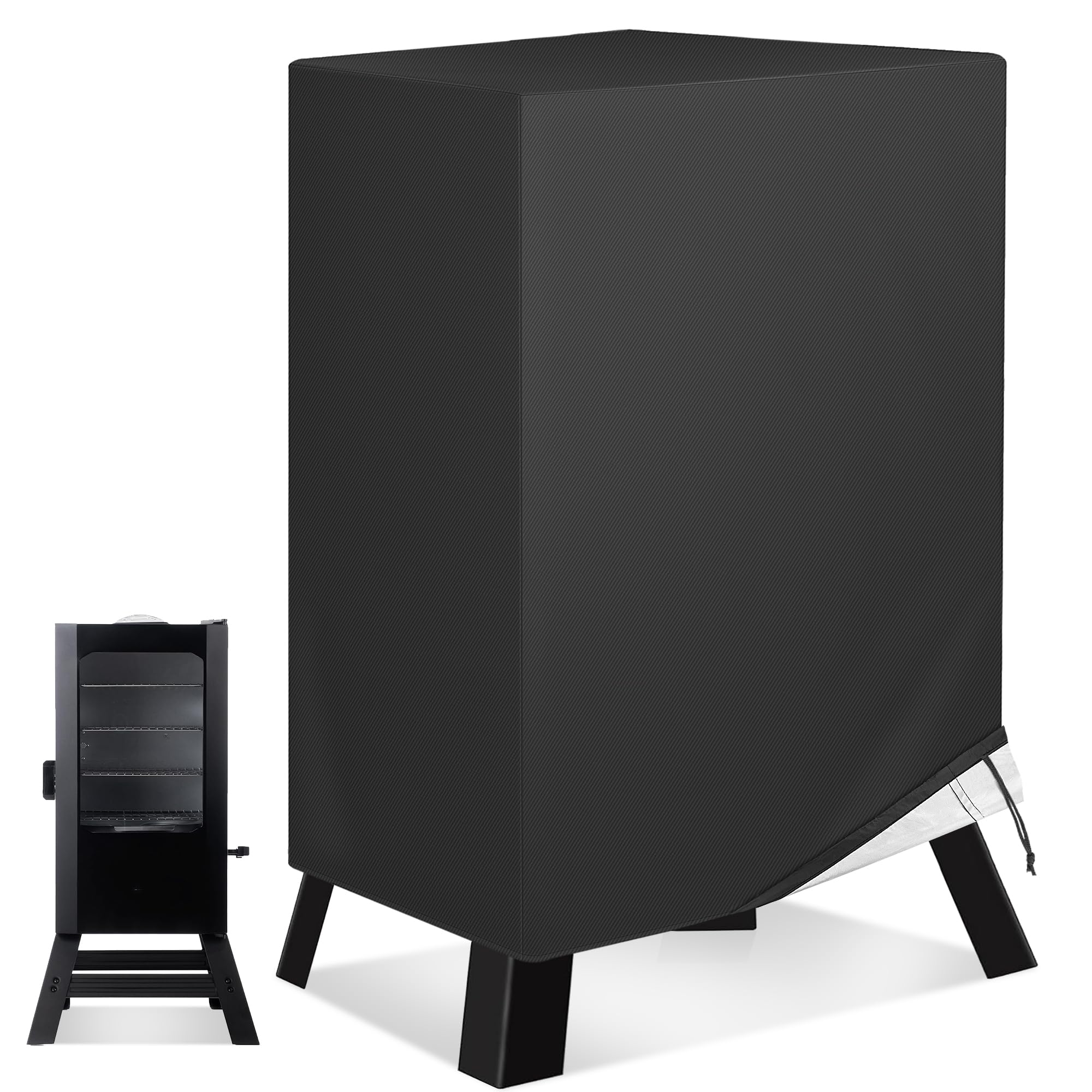 NEXCOVER electric smoker cover 30-inch front view protects from rain and sun.