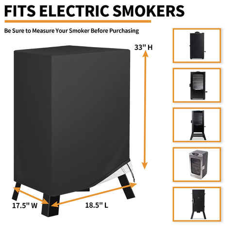 NEXCOVER electric smoker cover 30-inch side view shields against wind and dust.