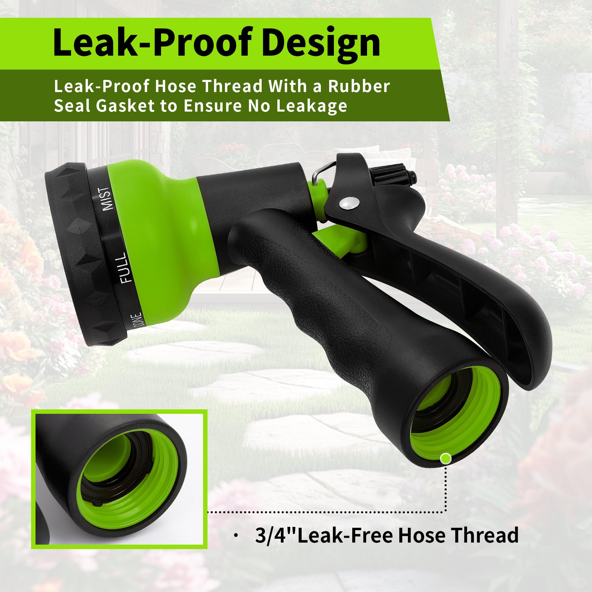 NEXCOVER garden hose nozzle cone spray reaches plants and vehicles with precision