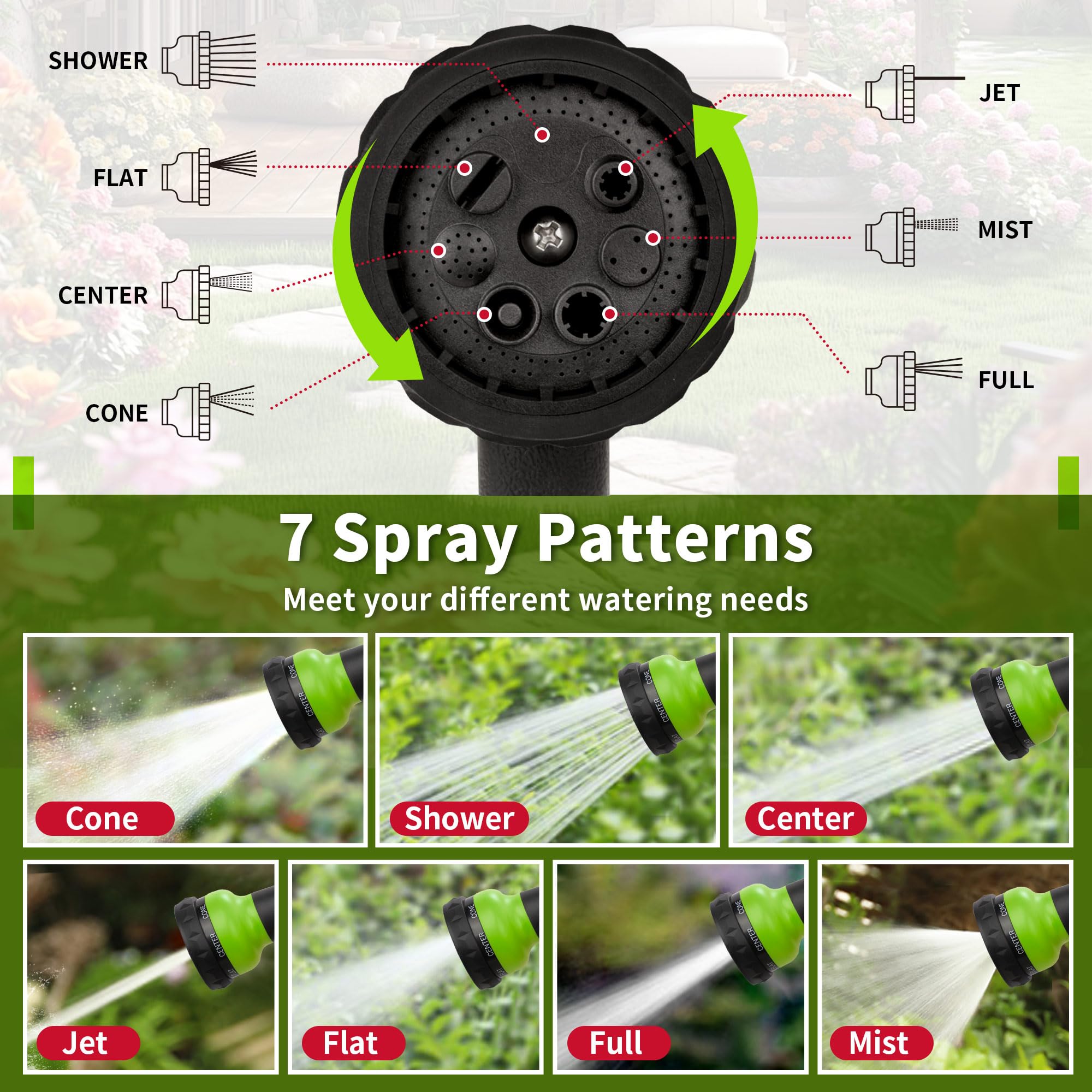 NEXCOVER garden hose nozzle mist pattern for delicate watering and cooling