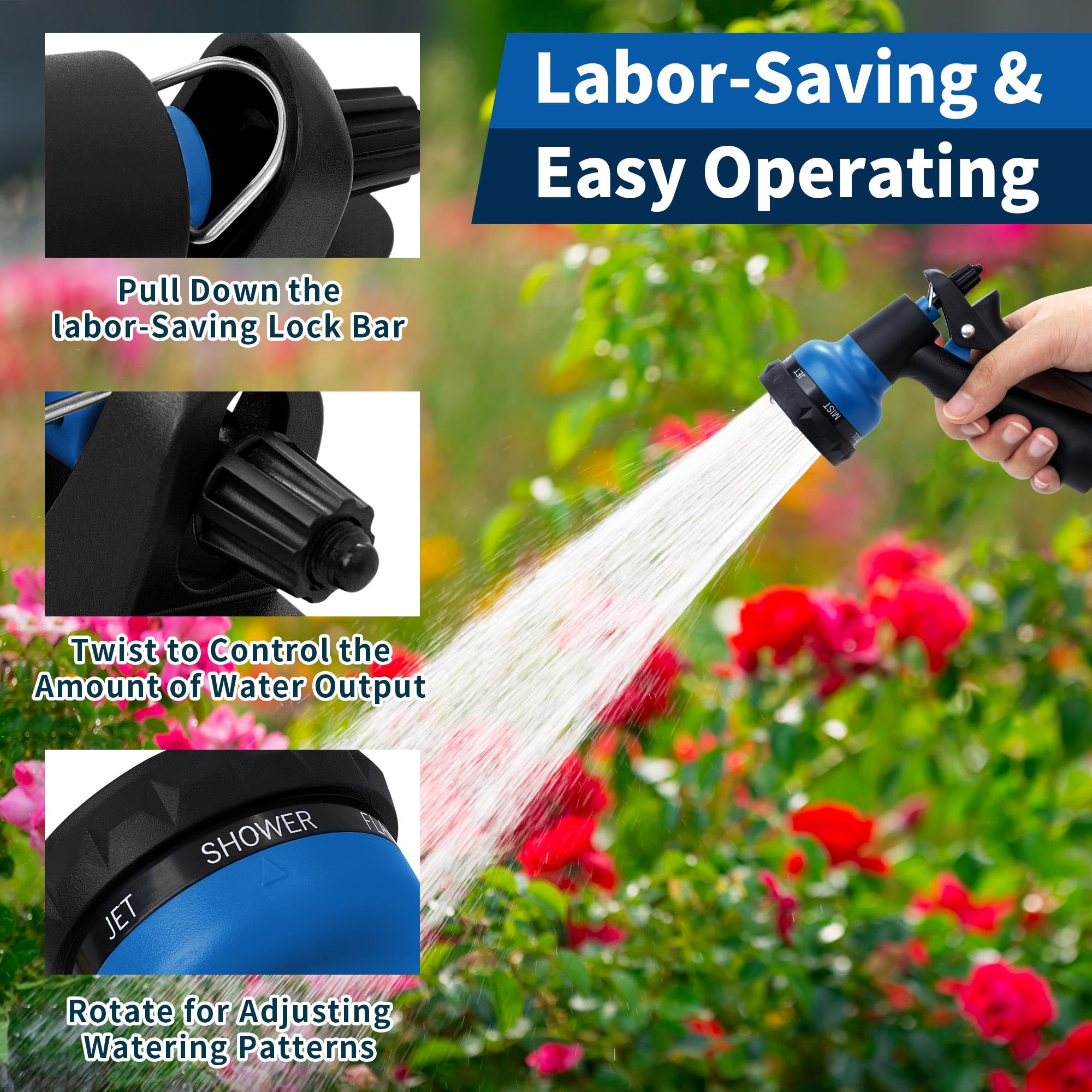 NEXCOVER garden hose nozzle mist mode for delicate irrigation.
