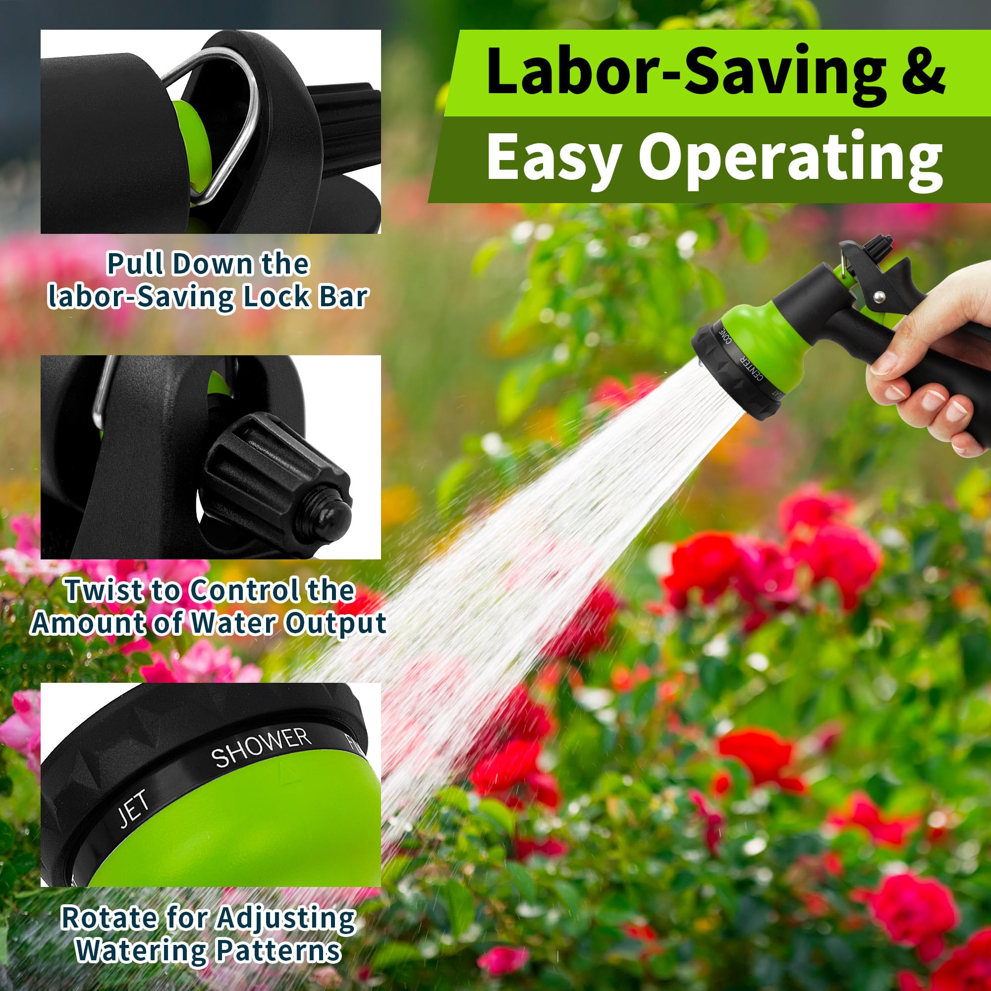NEXCOVER garden hose nozzle soaker mode for deep soil soaking with minimal runoff