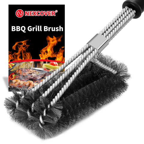 NEXCOVER grill brush with an 18-inch handle protects your heat source during cleaning.