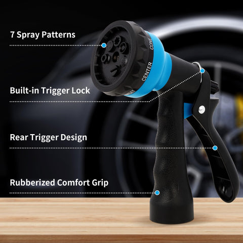 Nexcover hose nozzle shower pattern delivers gentle rinsing for delicate plants.