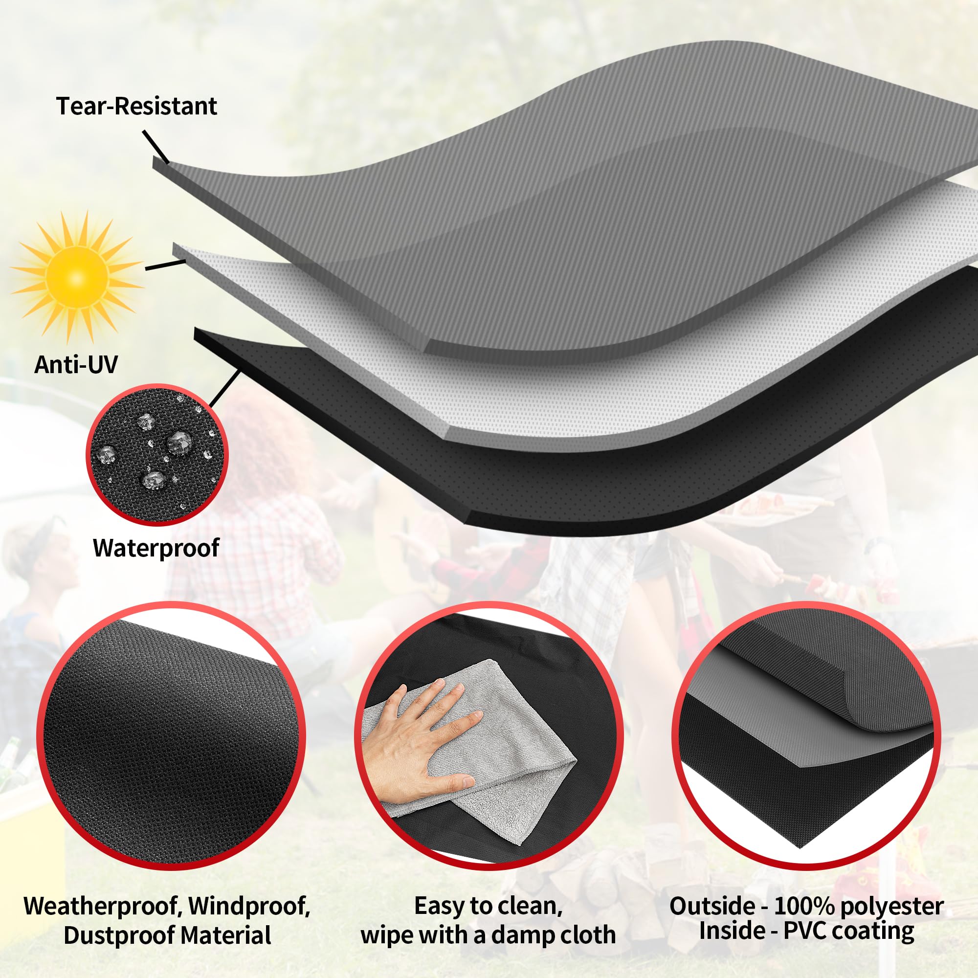 NEXCOVER UV-resistant fabric helps prevent fading of outdoor grills.