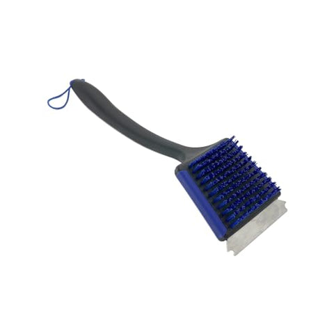 Nexgrill brush with notched scraper ends cleans between grill bars