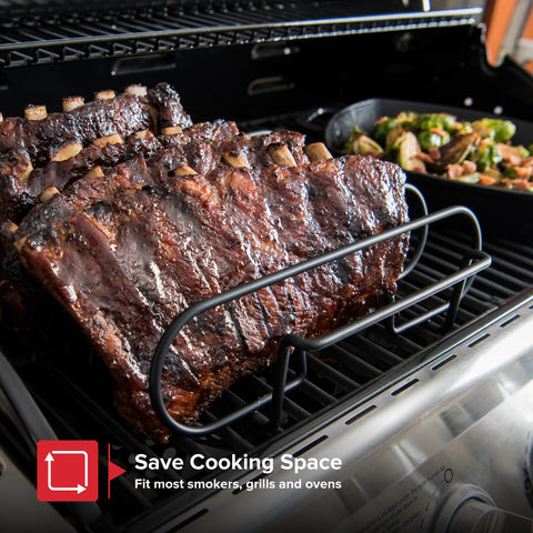 Nexgrill rib rack fits ovens and smokers for flexible use.