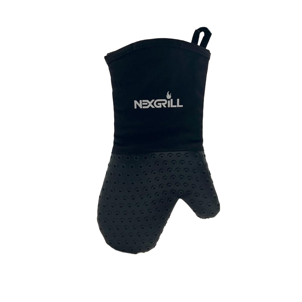 Nexgrill silicone oven mitt front view demonstrating a secure non-slip grip for grilling.